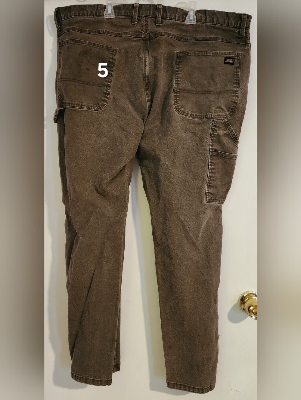 42x30 Dickies Duck Carpenter Pants Brown Workwear Relaxed Fit - Picture 2 of 4